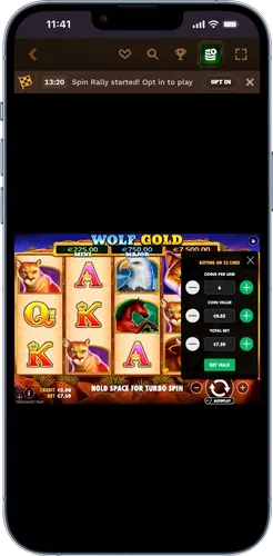 Wolf Gold Set your bet and spin